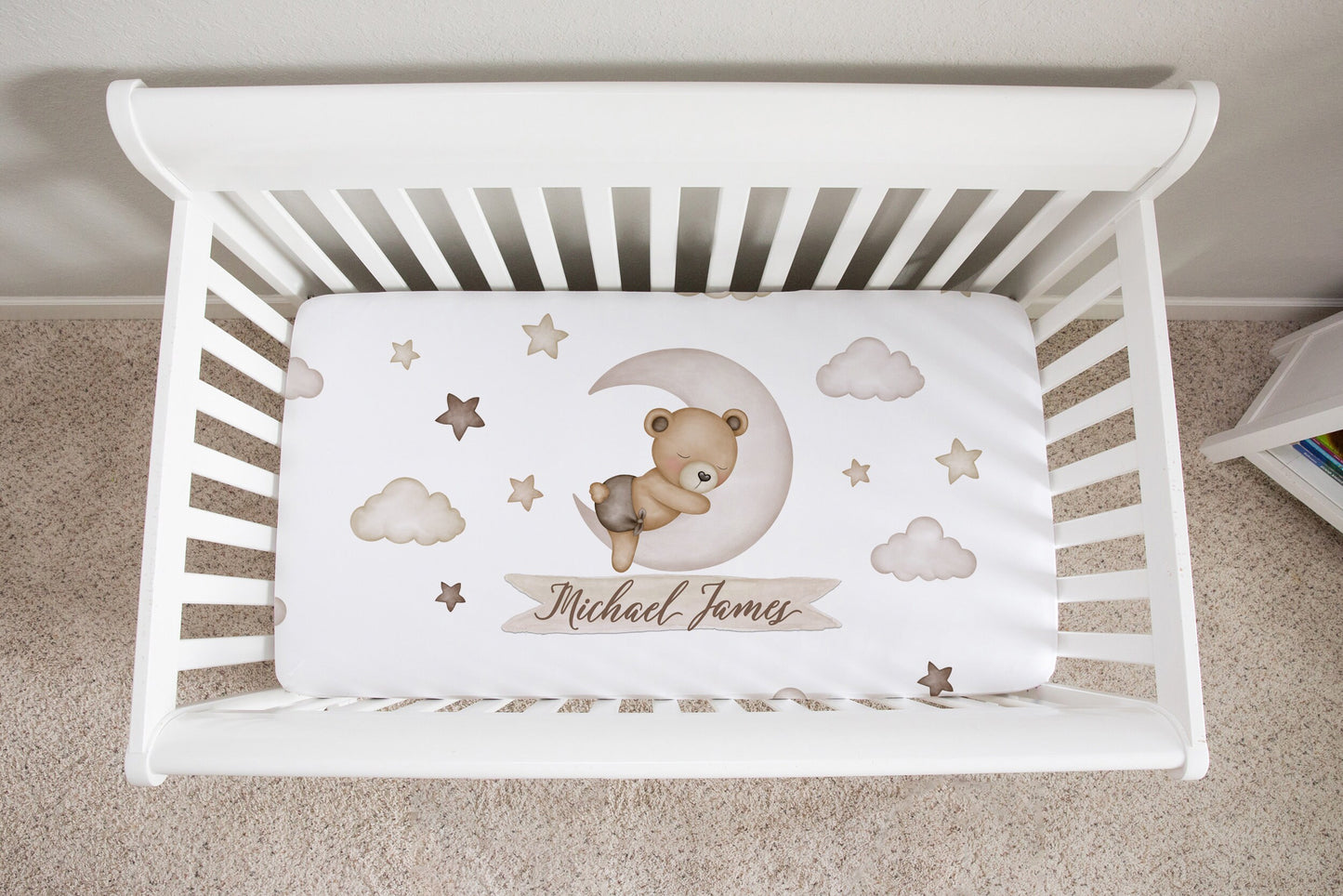 Teddy Bear Personalized Crib Sheet for Girl