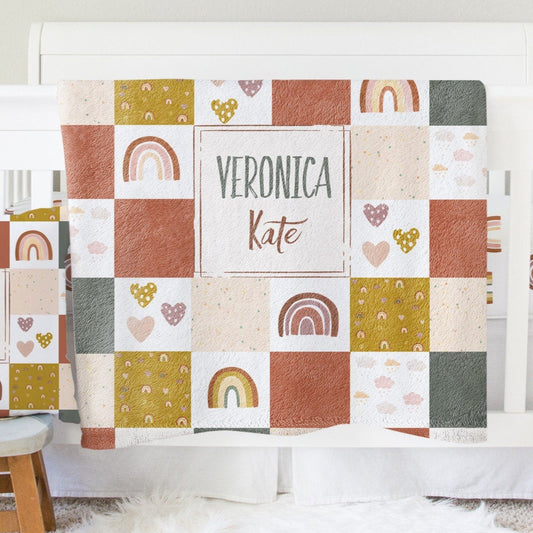Rainbows Quilt Inspired Personalized Blanket For Boy
