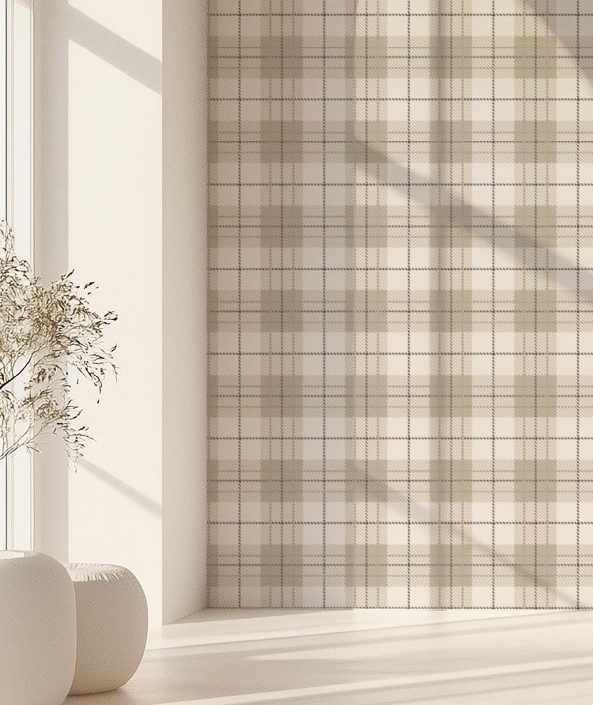 Neutral Plaid Wallpaper