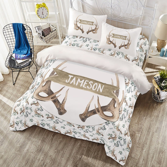 Boho Antlers Personalized Duvet Cover Set for Boy