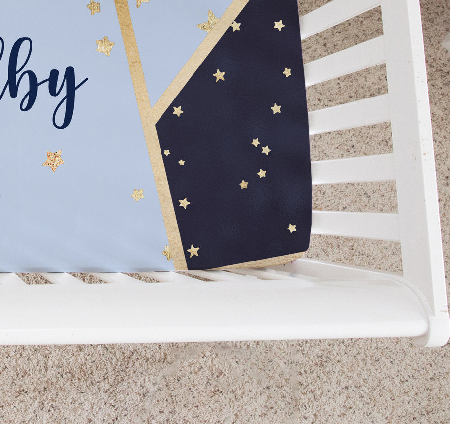 Moon and Stars Personalized Crib Sheet for Boy