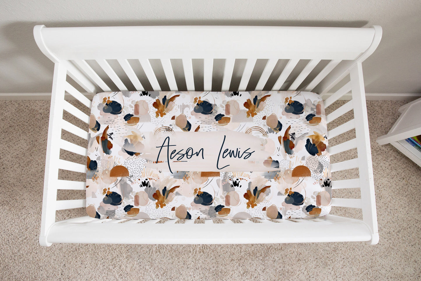 Abstract Personalized Crib Sheet for Boy