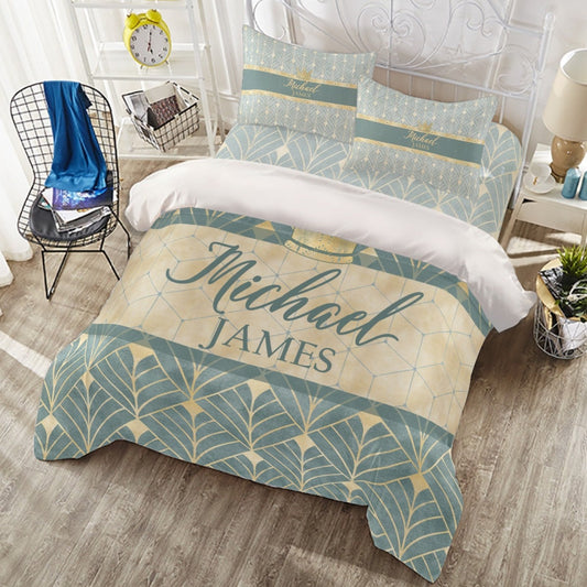 Royal Green Personalized Duvet Cover Set for Girl or Boy