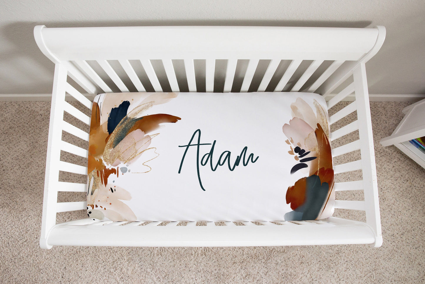 Abstract Personalized Crib Sheet for Boy