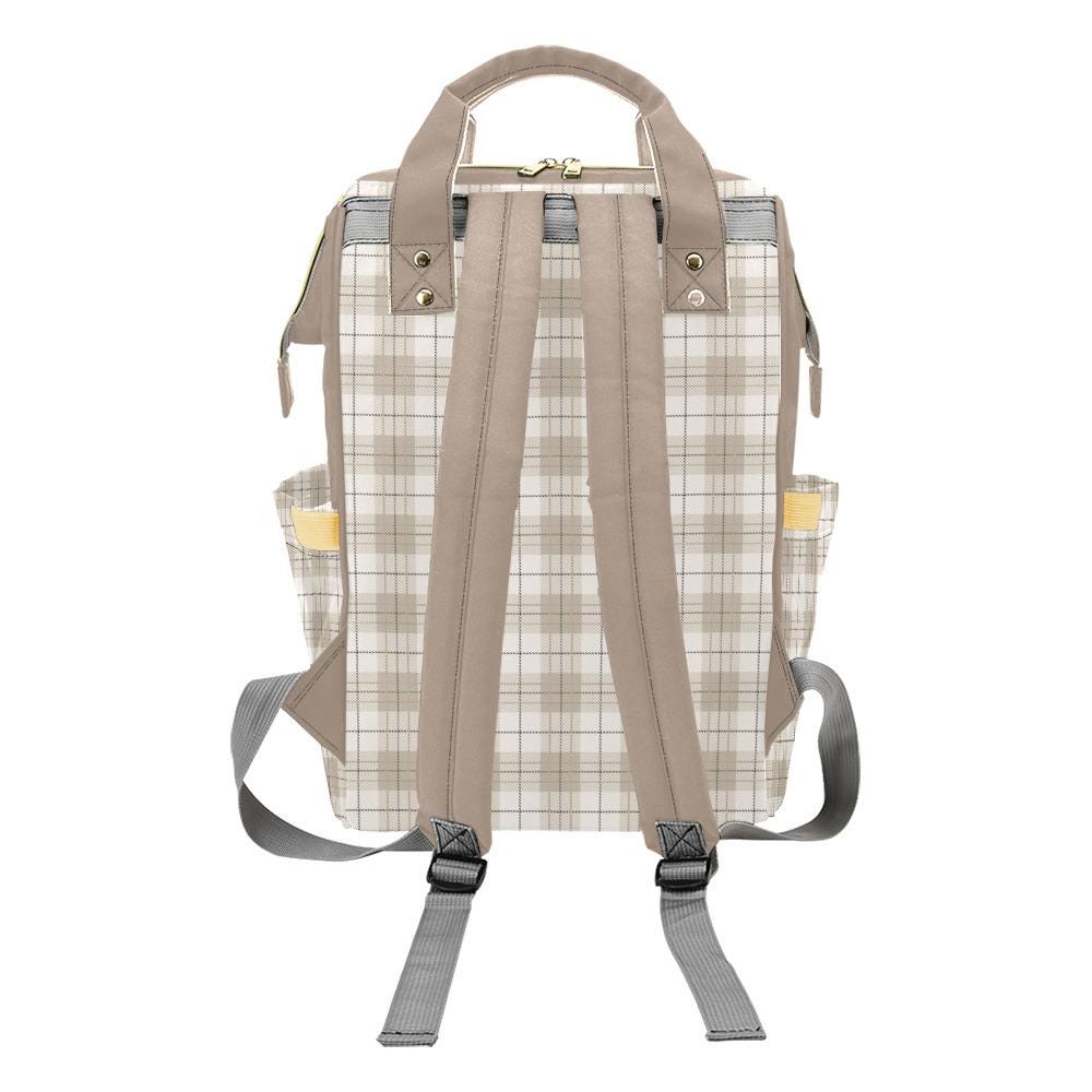 Neutral Plaid Personalized Diaper Bag