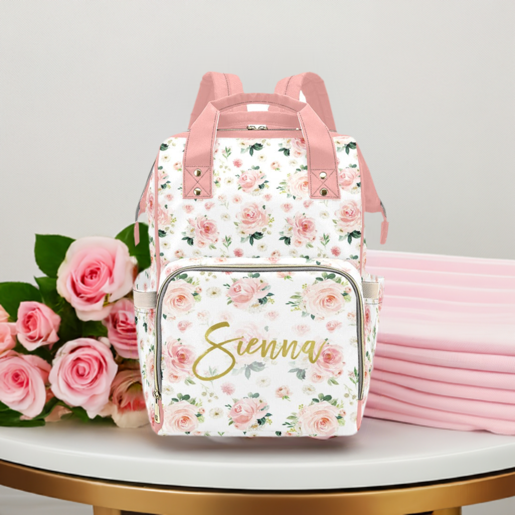 Blush Florals Personalized Diaper Bag