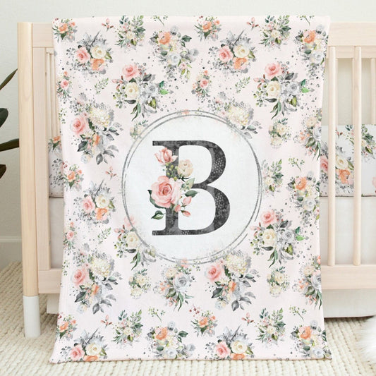 Roses Garden Monogrammed Blanket for Girl