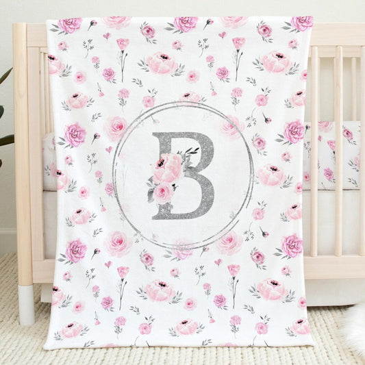 Silver Meadow Monogrammed Blanket for Girl