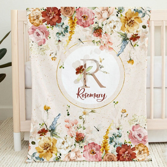 Rust Garden Personalized Blanket for Girl