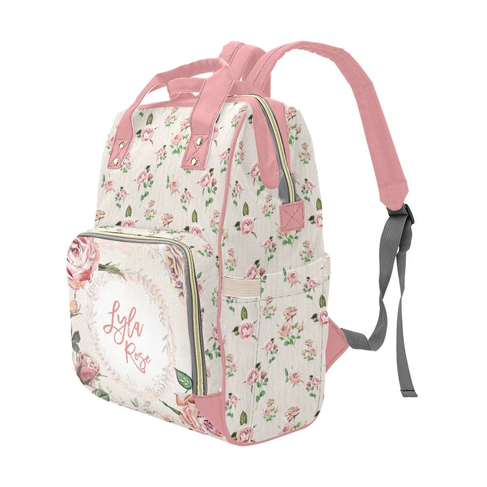 Vintage Roses Personalized Diaper Bag