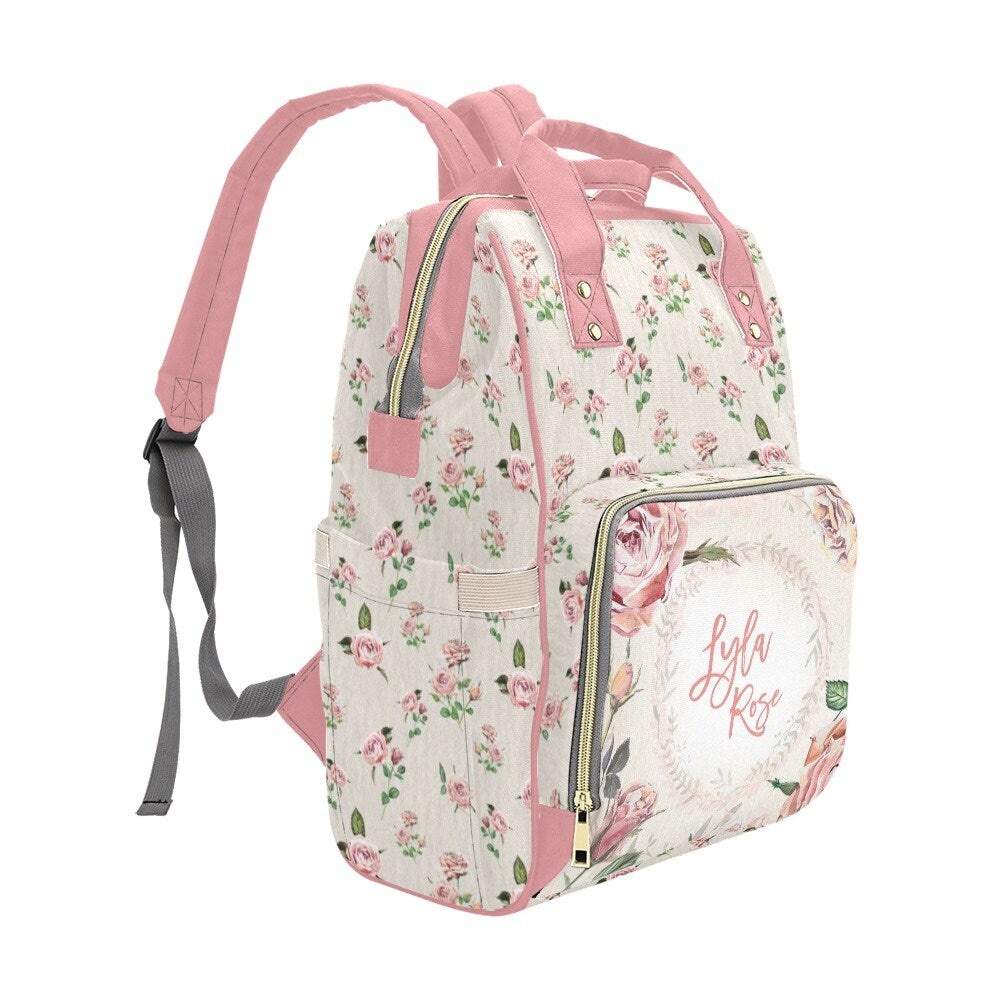 Vintage Roses Personalized Diaper Bag