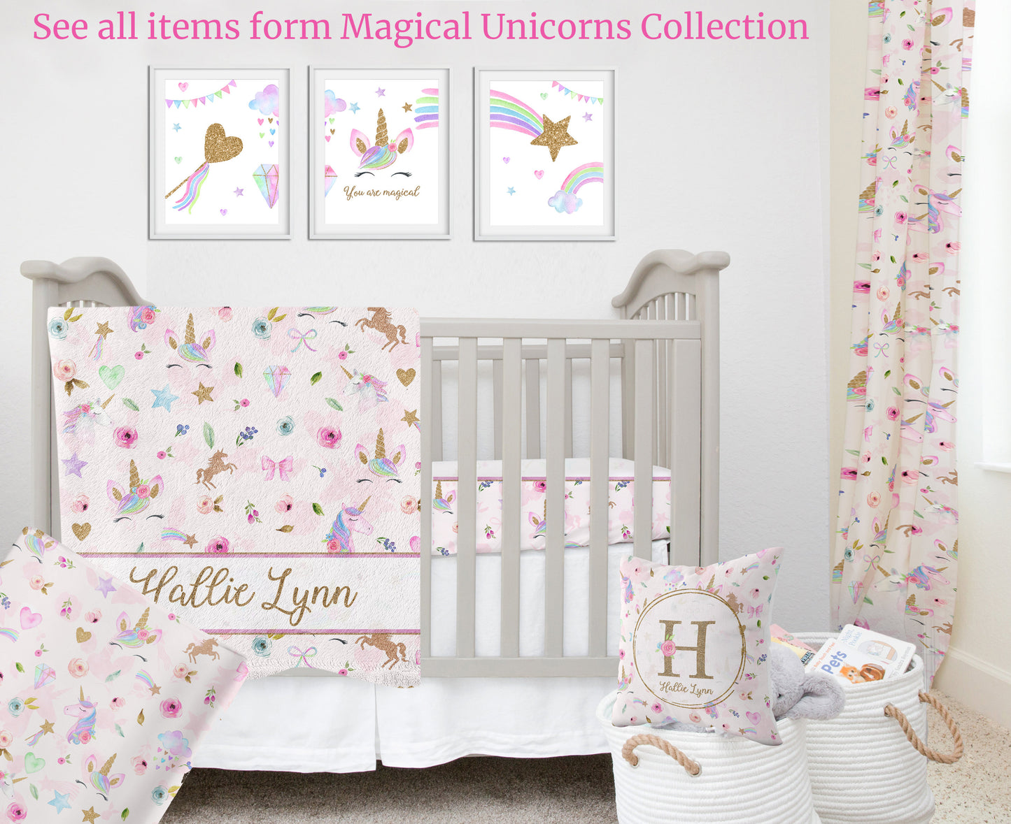 Magical Unicorns Personalized Diaper Bag