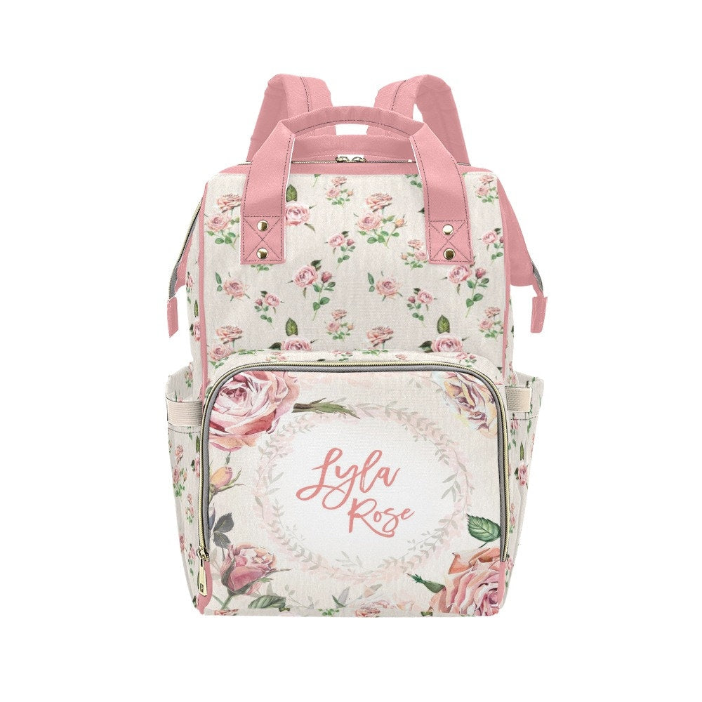 Vintage Roses Personalized Diaper Bag