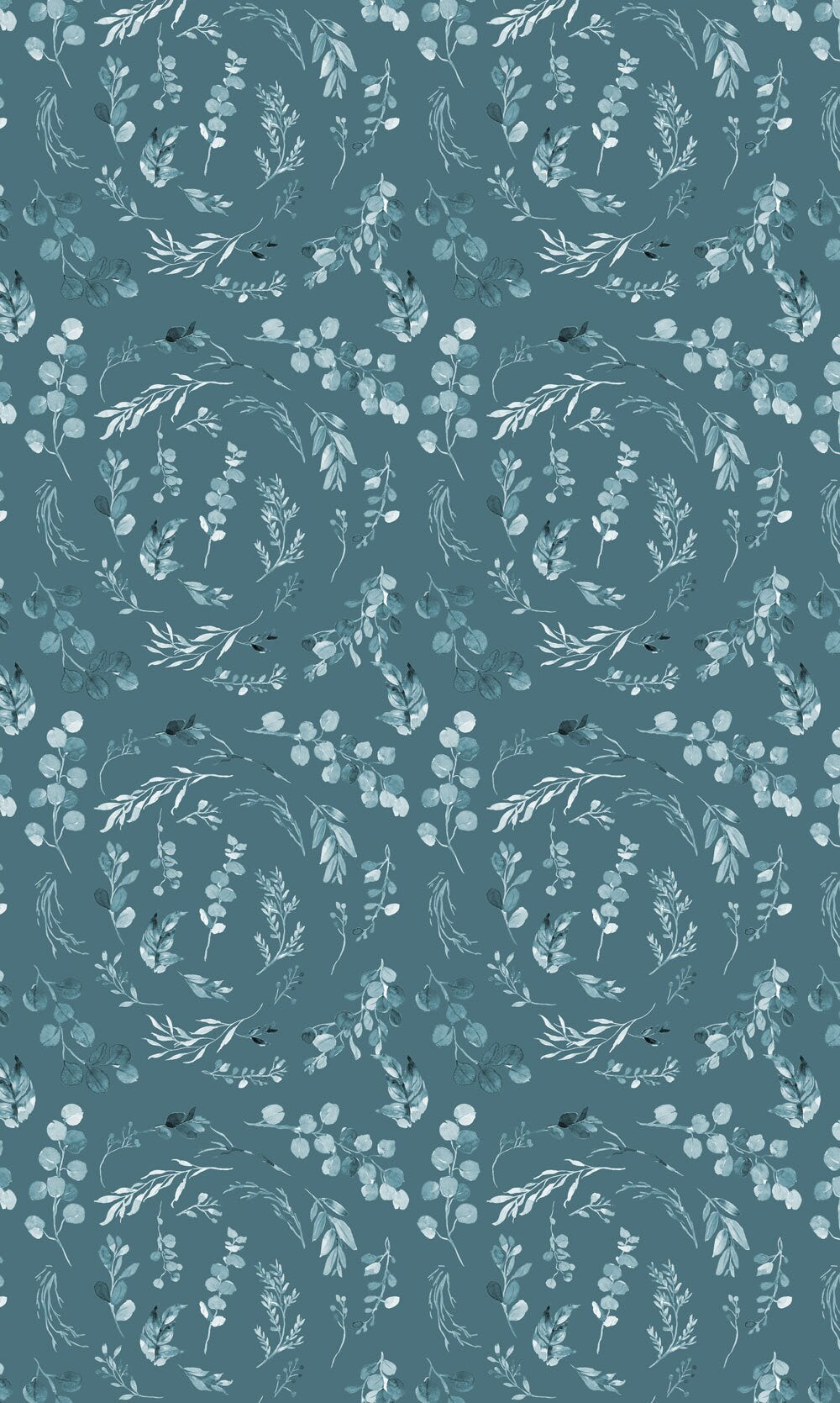 Teal Leaves Blackout Curtains