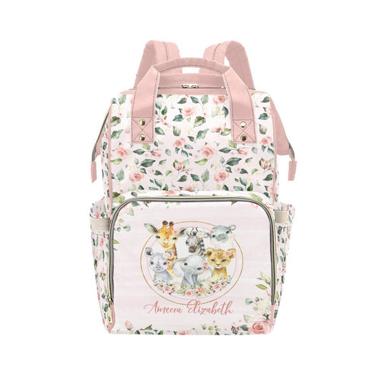 Roses Garden with Safari Animals Personalized Diaper Bag