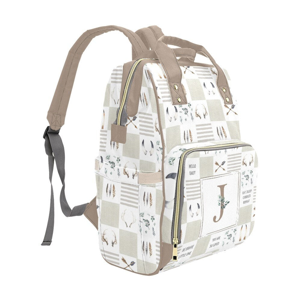 Boho Antlers Patchwork Personalized Diaper Bag