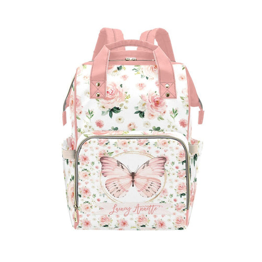 Blush Florals with Butterfly Personalized Diaper Bag