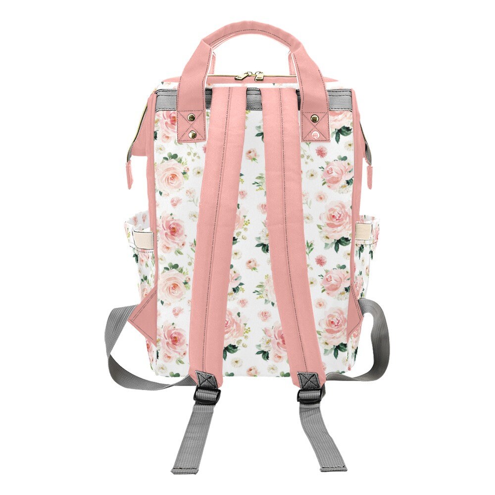Blush Florals with Elephant Personalized Diaper Bag