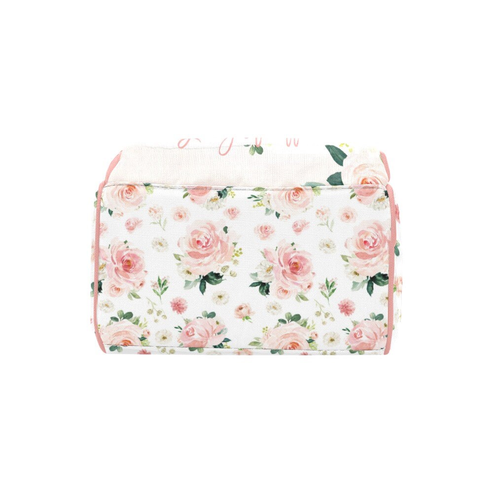Blush Florals with Elephant Personalized Diaper Bag