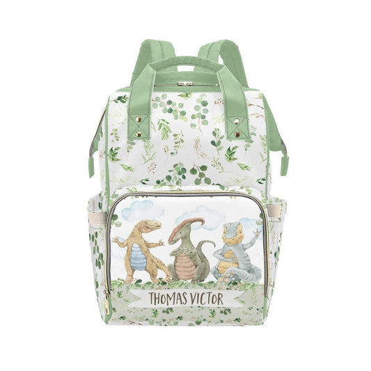 Greenery with Dinosaurs Personalized Diaper Bag