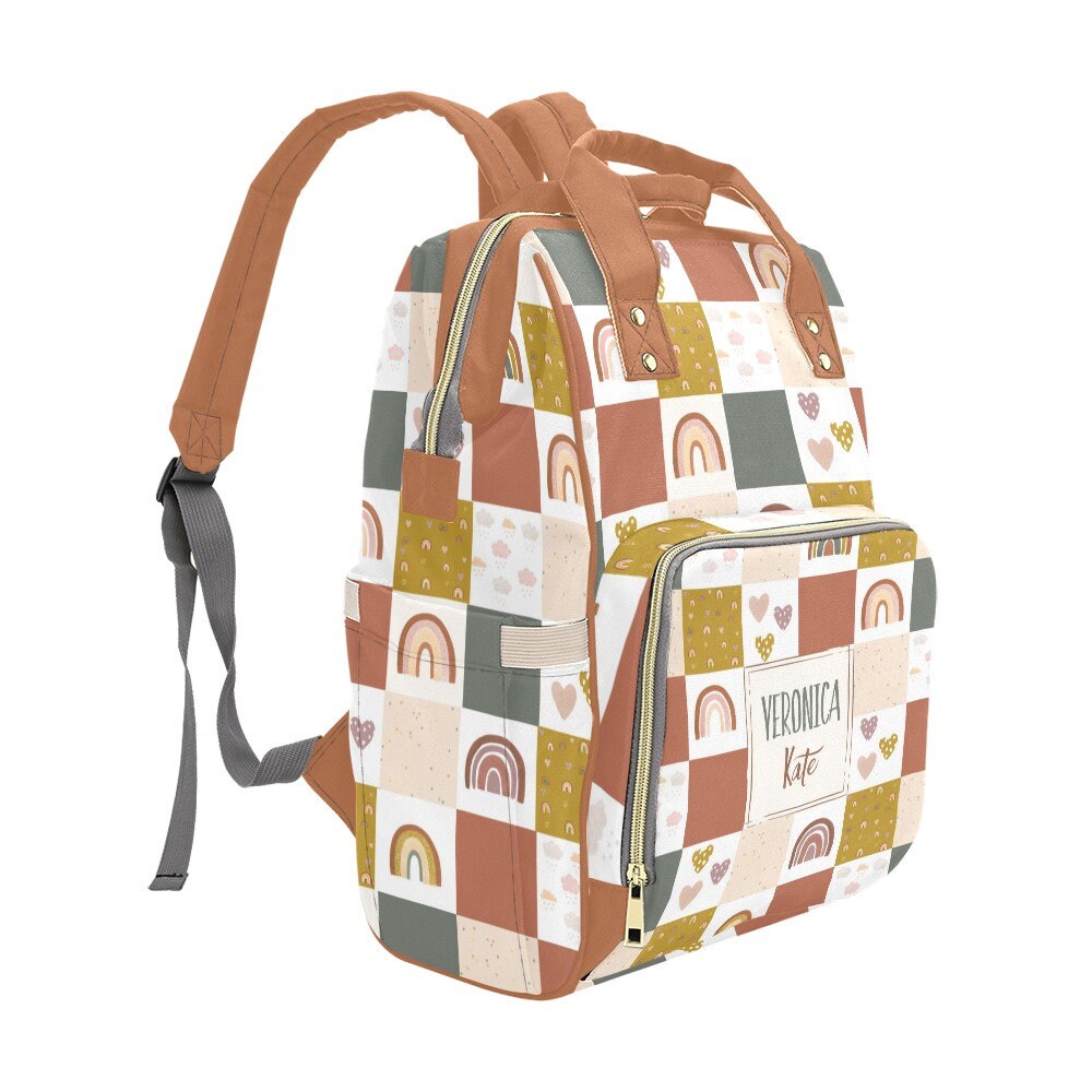 Rainbows Patchwork Personalized Diaper Bag