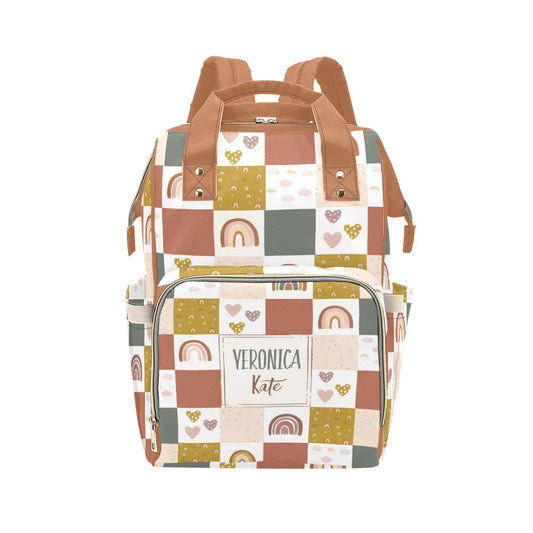 Rainbows Patchwork Personalized Diaper Bag