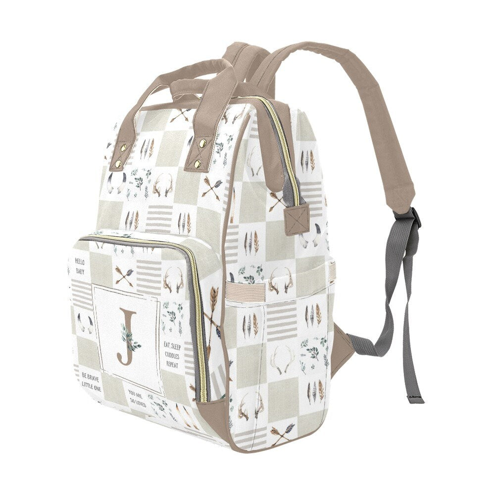 Boho Antlers Patchwork Personalized Diaper Bag