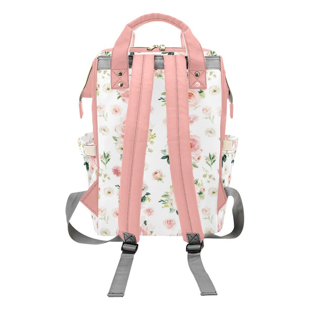 Blush Florals with Butterfly Personalized Diaper Bag
