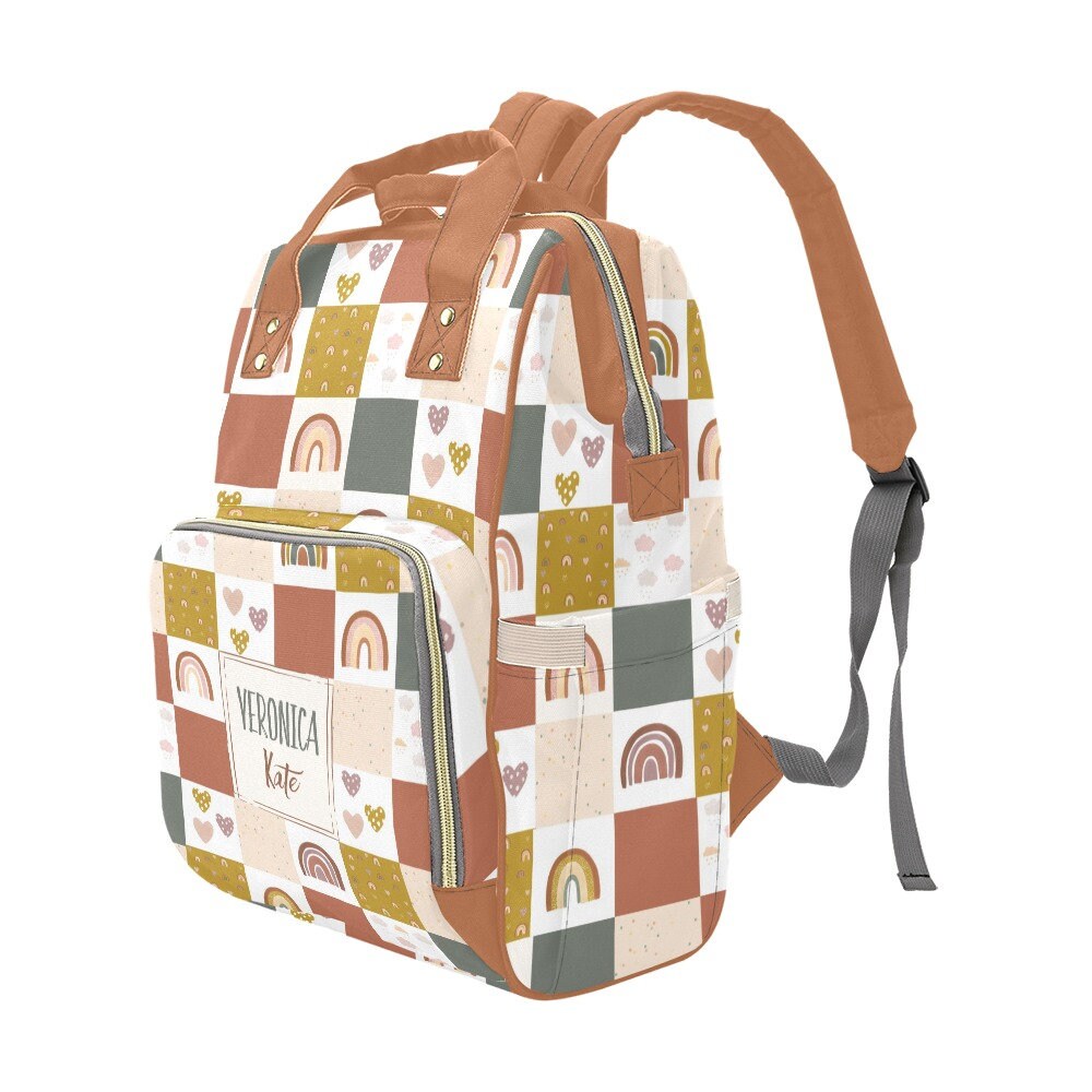 Rainbows Patchwork Personalized Diaper Bag