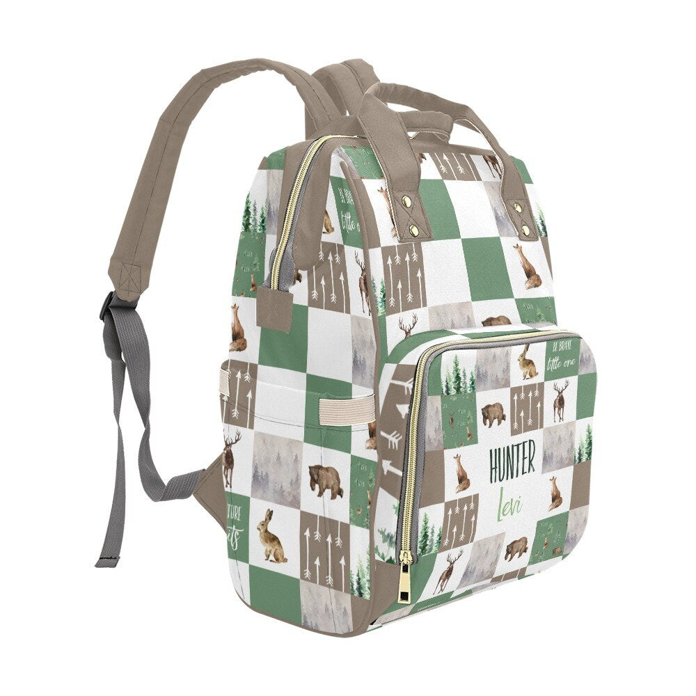 Forest Animals Patchwork Personalized Diaper Bag