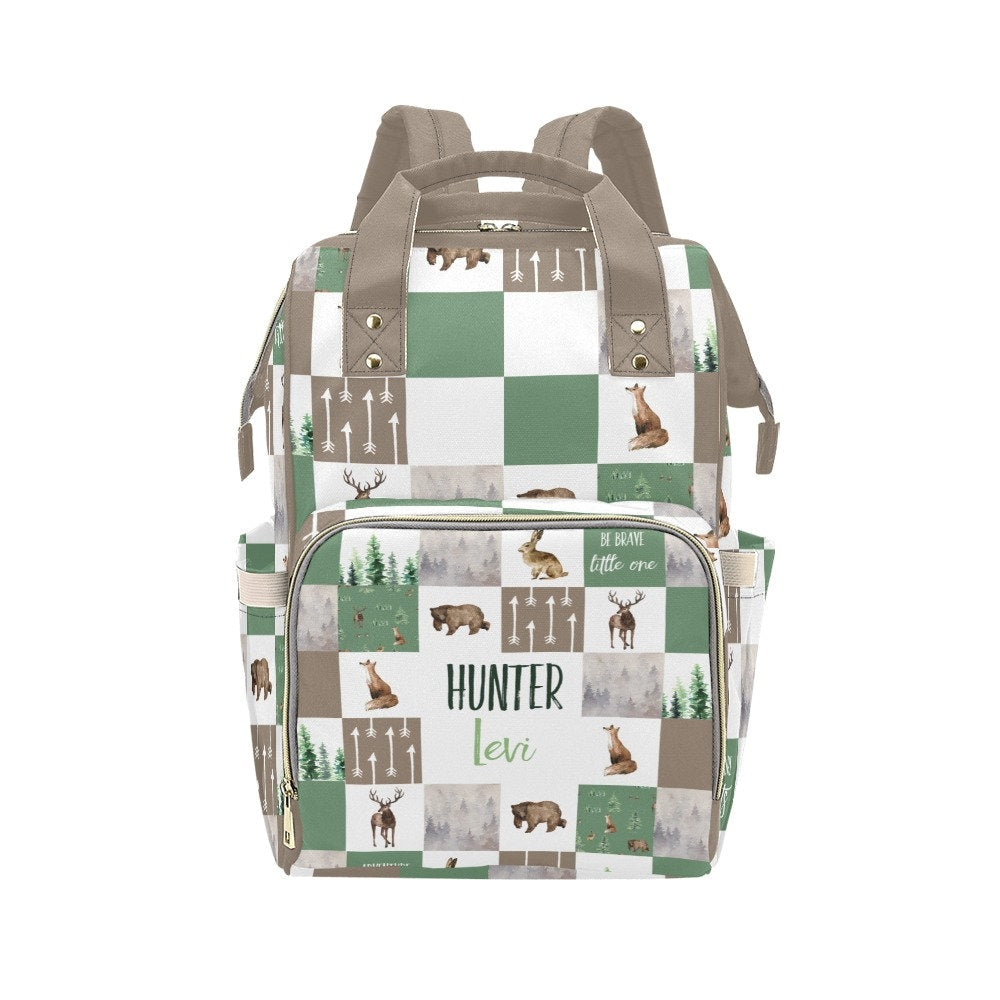 Forest Animals Patchwork Personalized Diaper Bag