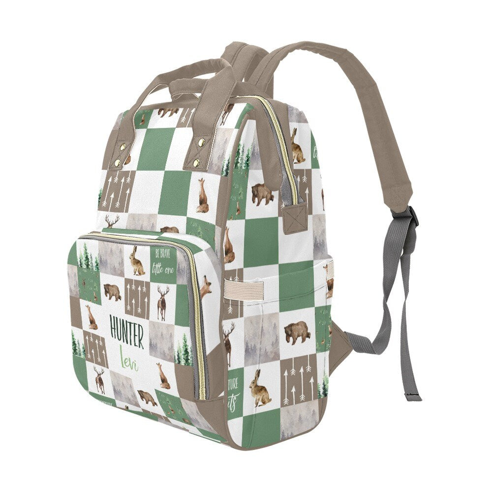 Forest Animals Patchwork Personalized Diaper Bag