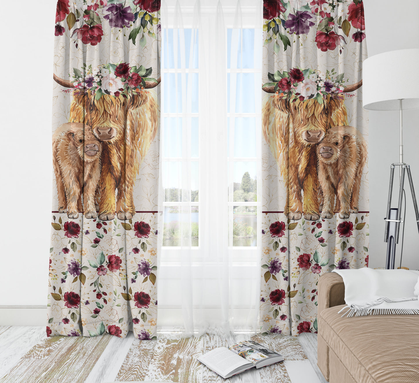 Highland Cow Blackout Curtains