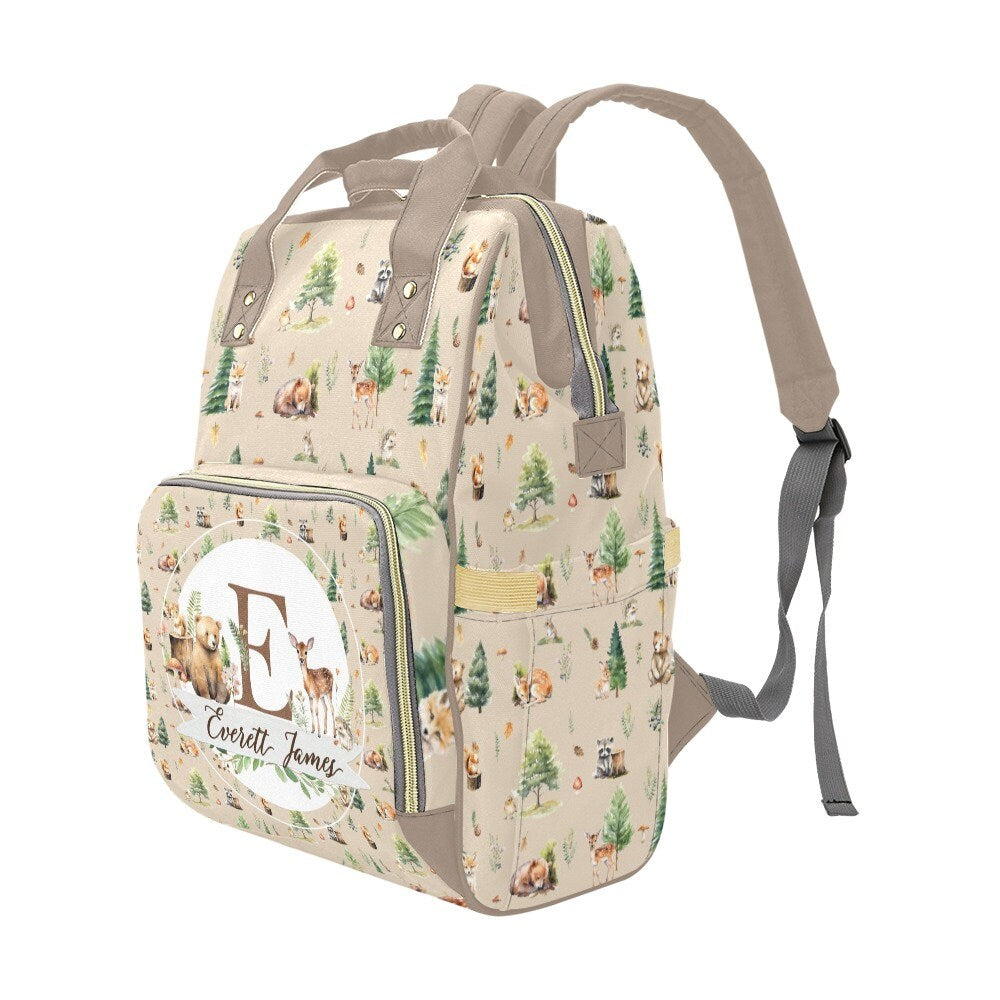 Beige Woodland Personalized Diaper Bag