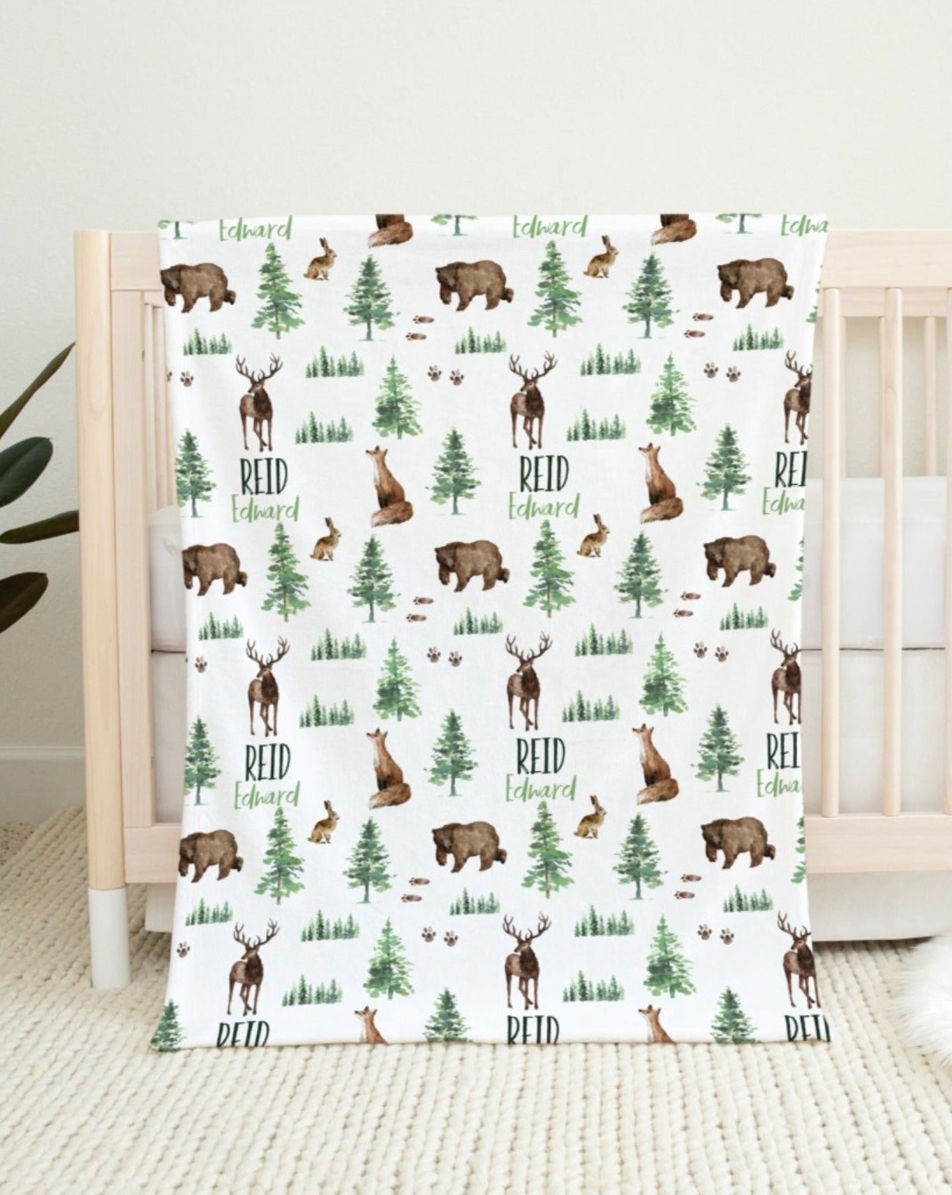 Forest Animals Personalized Patterned Blanket for Boy