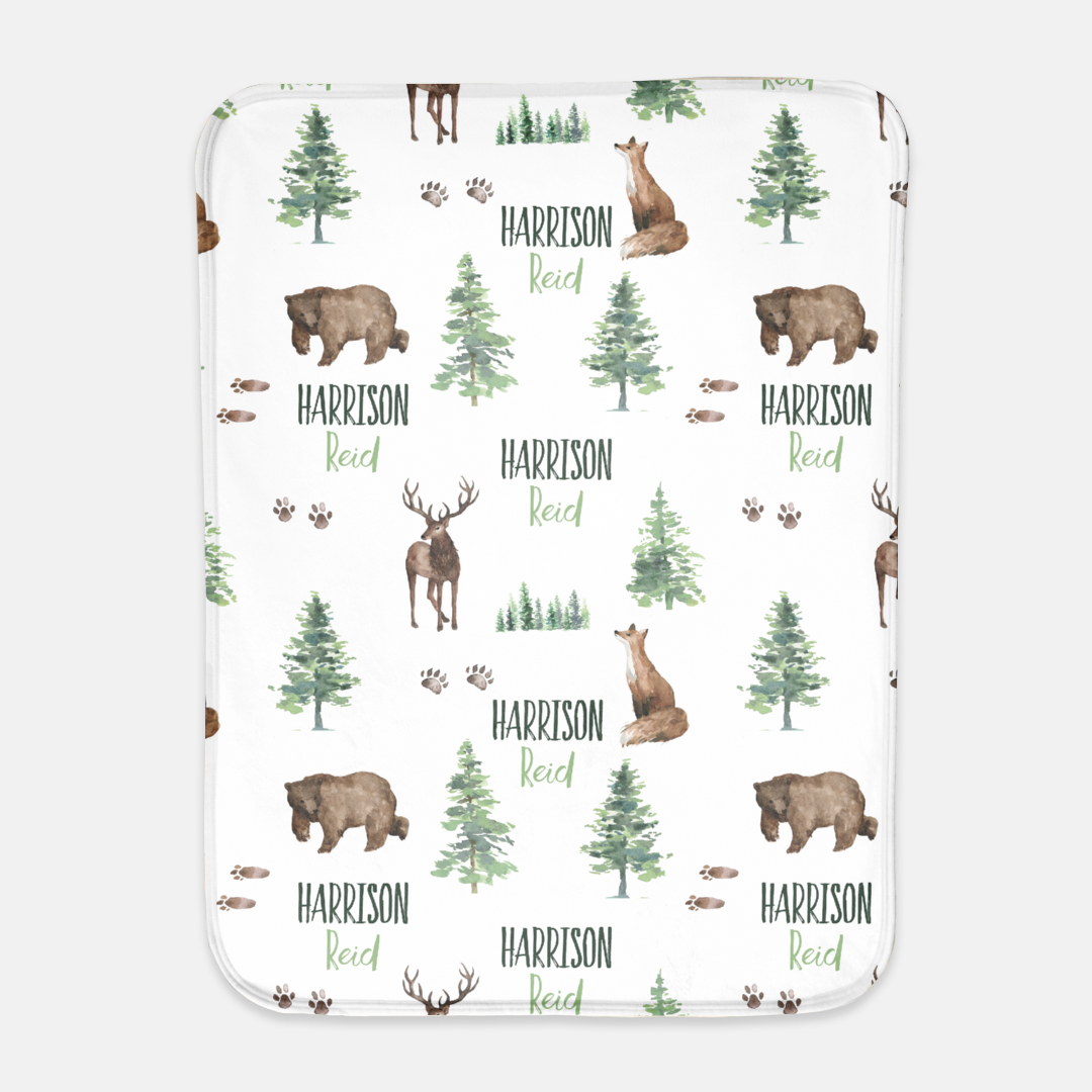 Forest Animals Personalized Patterned Blanket for Boy