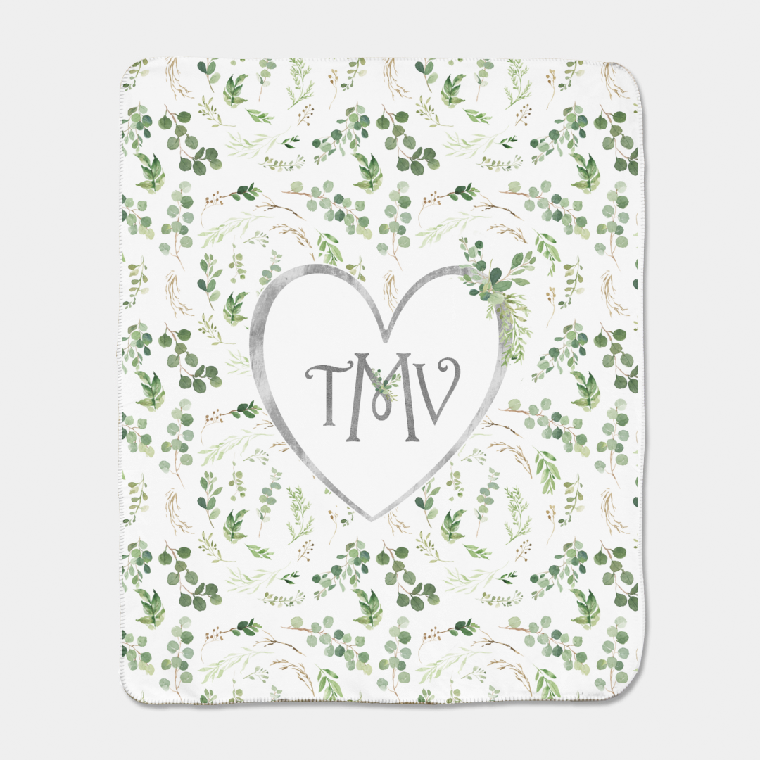 Greenery Monogrammed Blanket