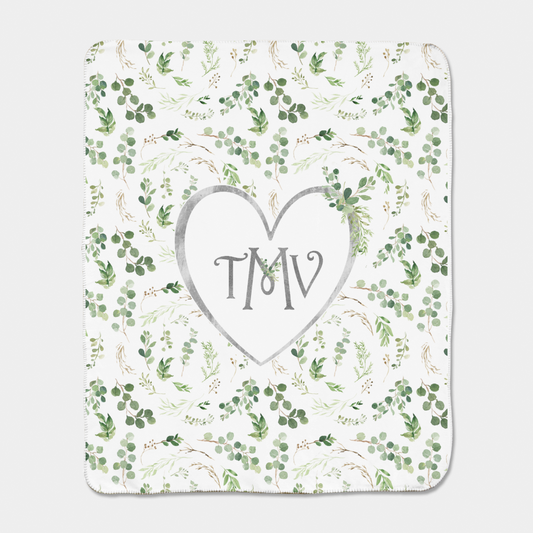 Greenery Monogrammed Blanket