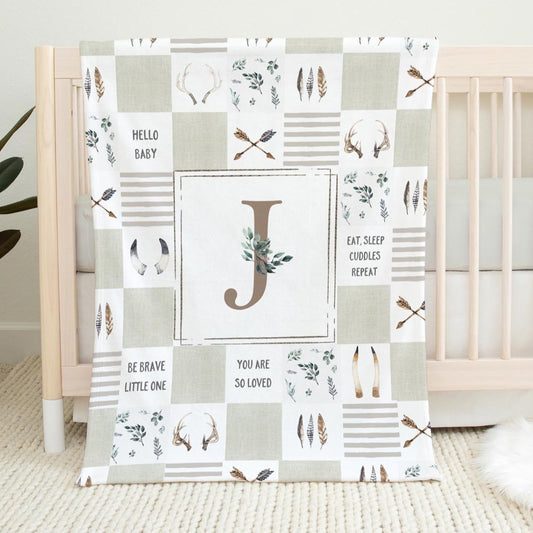 Boho Antlers Quilt Inspired Monogrammed Blanket