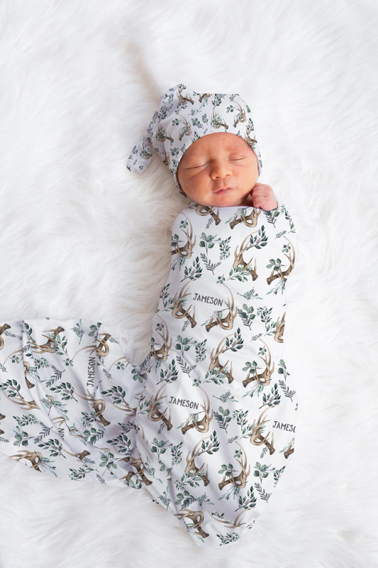 Boho Antlers Swaddle Blanket