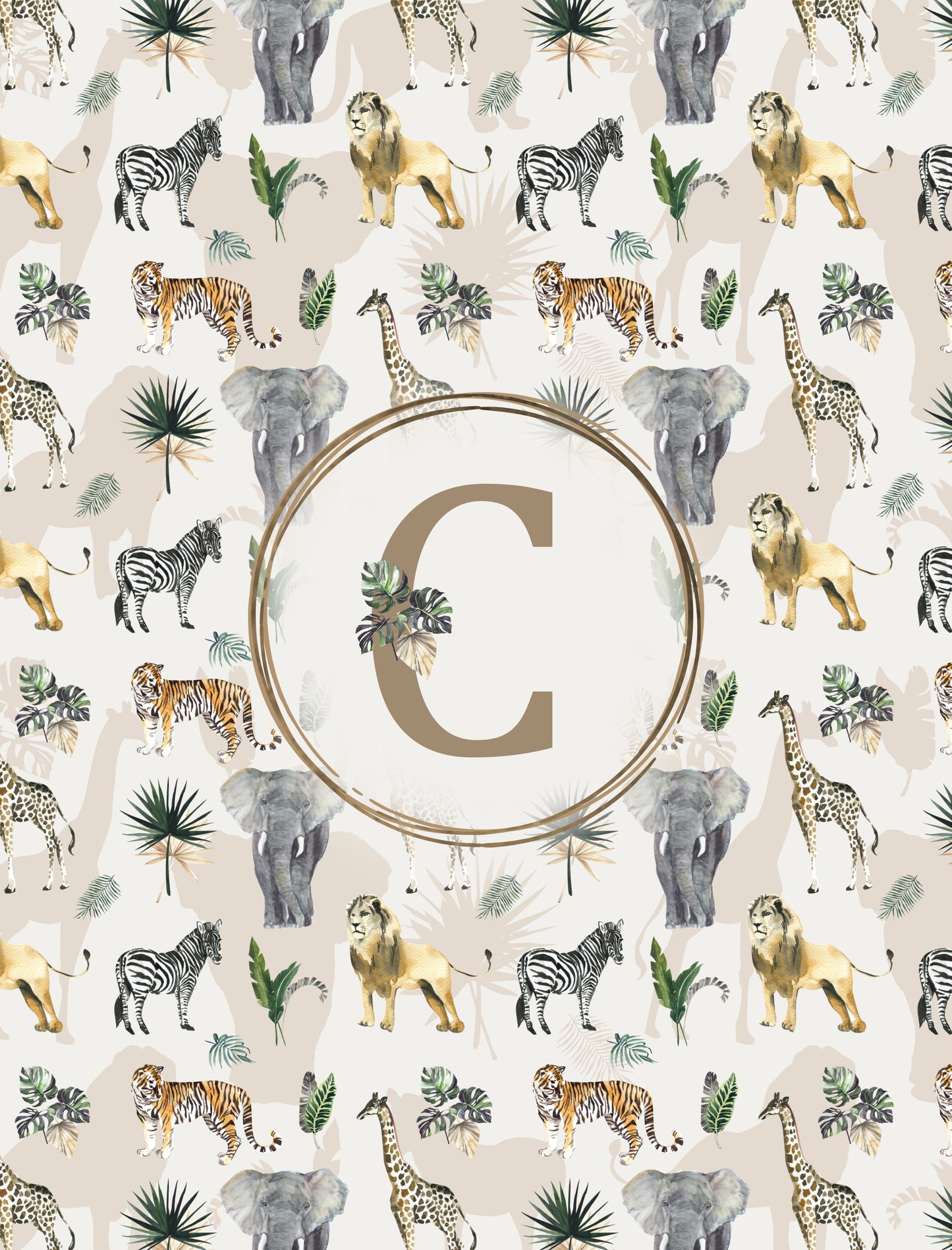 Safari Animals Monogrammed Blanket for Boy