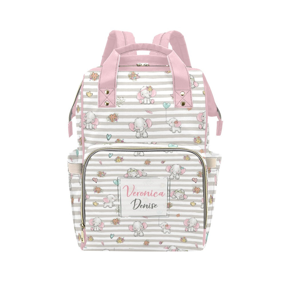 Happy Elephants Personalized Diaper Bag