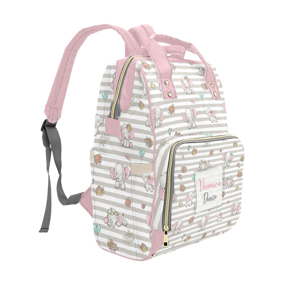 Happy Elephants Personalized Diaper Bag