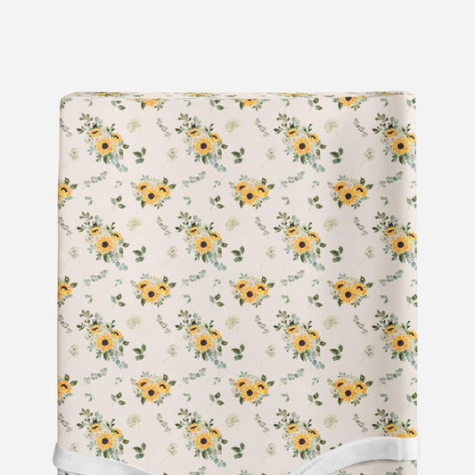 Hello Sunshine Sunflower Changing Pad Cover for Girl