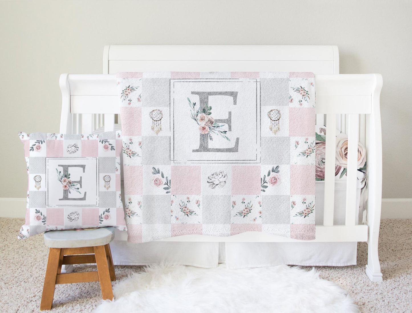 Modern Boho Quilt Inspired Monogrammed Blanket