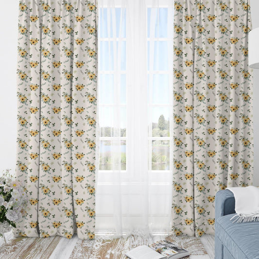 Hello Sunshine Sunflower Blackout Curtains for Girl's Room