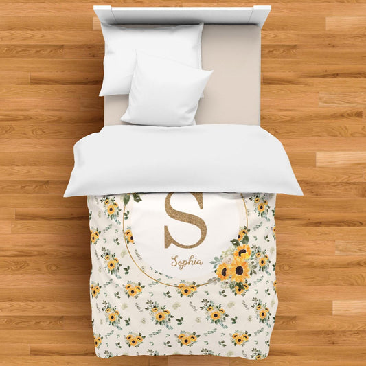 Hello Sunshine Sunflower Duvet Cover for Girl