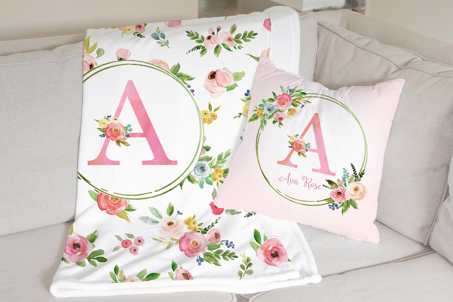 Summer Meadow Monogrammed Blanket for Girl