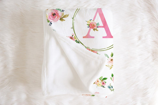 Summer Meadow Monogrammed Blanket for Girl