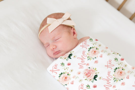 Blush Florals Swaddle Blanket